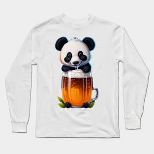 Cute Panda With A Beer Mug Long Sleeve T-Shirt